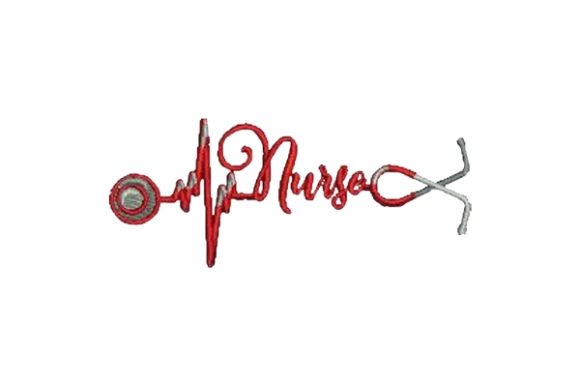 A Cute Stethoscope Embroidery with Heartbeat Detail